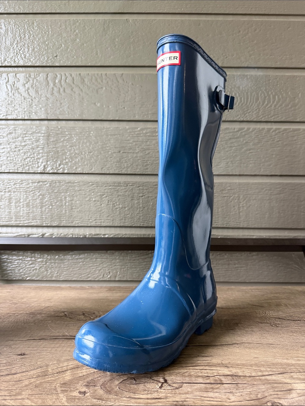 Hunter Women’s Glossy Knee-High Rain Boots in Blue size 8 - Picture 4 of 11